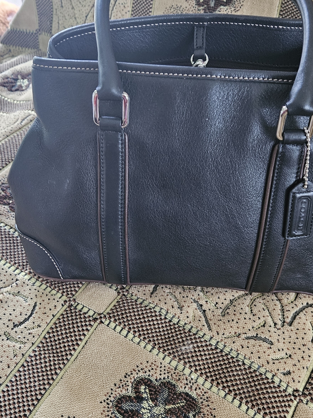 Coach Black Leather Tote Bag - Picture 2 of 9